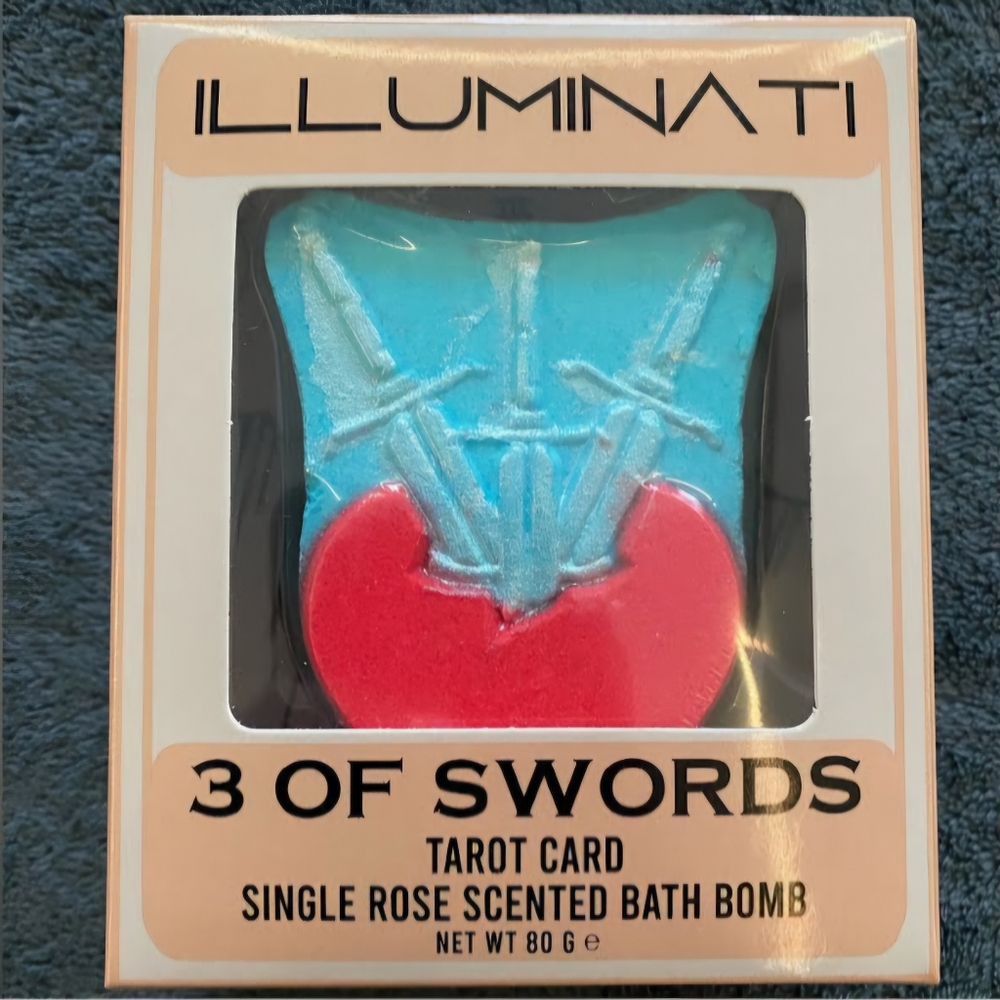 Illuminati 3 of Swords Tarot Card Single Rose Scented Bath Bomb